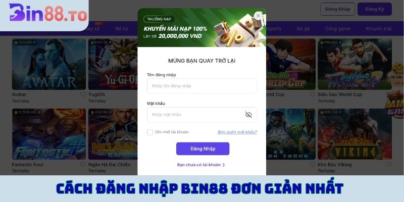 Cách đăng nhập BIN88 đơn giản nhất
