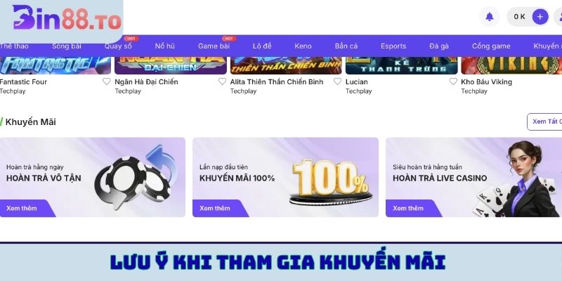 Lưu ý khi tham gia khuyến mãi