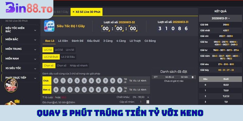 Quay 5 phút trúng tiền tỷ với Keno